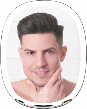 Impressions Vanity Fogless LED Shaving Mirror for Men, Scaped Tri Tone Battery Operated 360 Degree Swivel Travel Mirror, Adjustable Mirror with Razor Holder (Black)