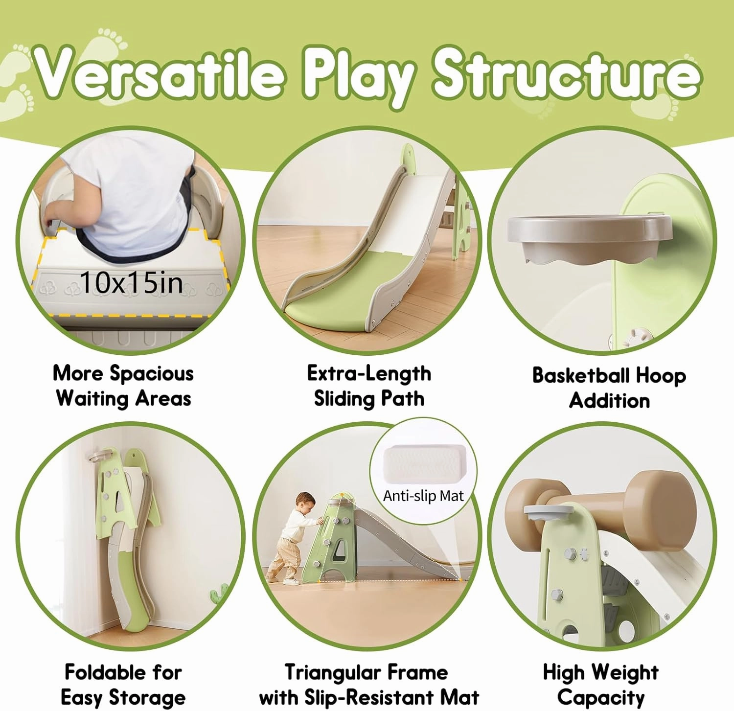Indoor Slide for Kids Age 1-7, 3 in 1 Toddler Slide, Kid Play Climber Slide Playset, Folding Slide for Toddlers with Basketball Hoops and Ball, Baby Slide for Backyard Playsets Indoor and Outdoor