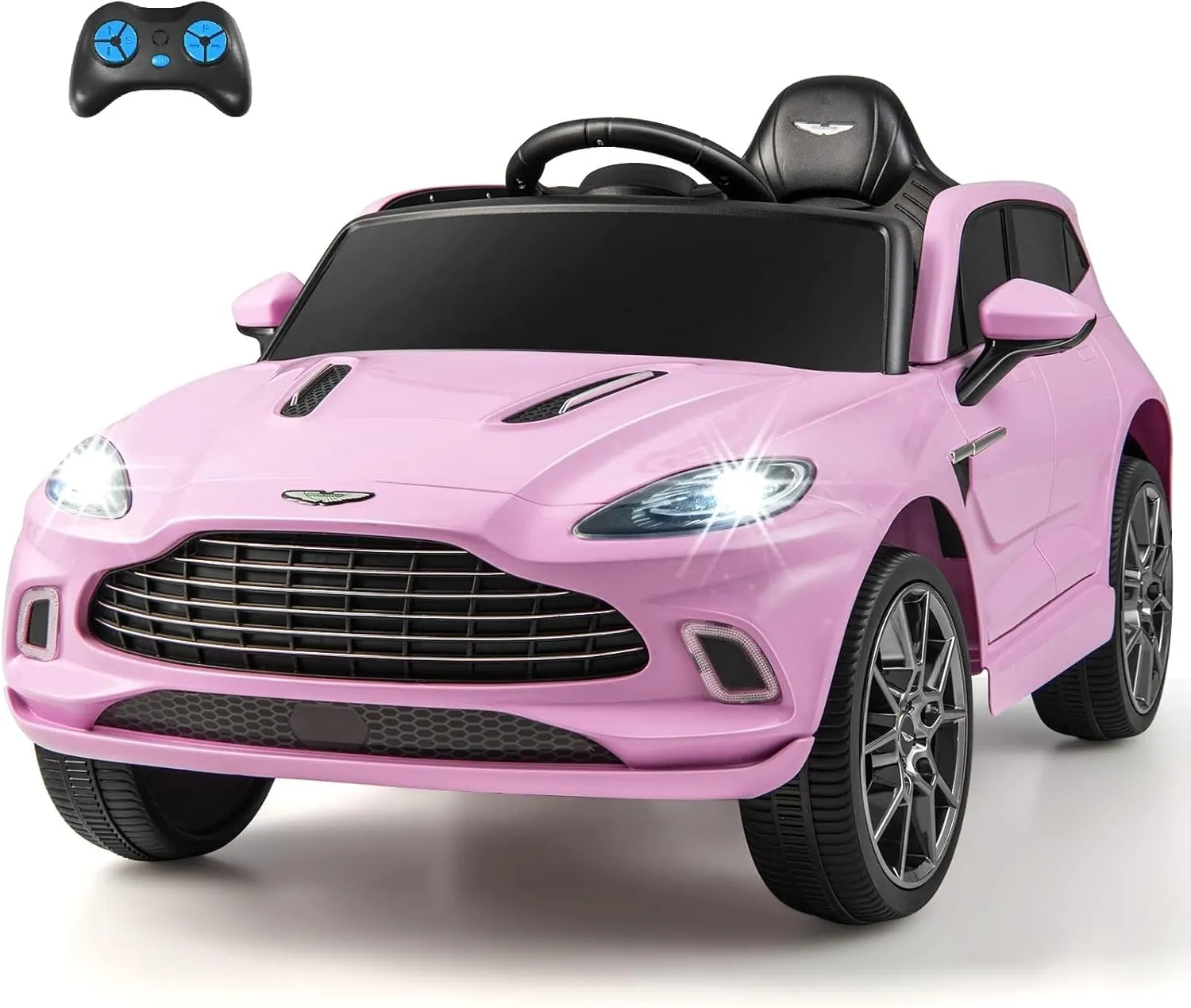 INFANS Kids Ride On Car, 12V Electric Vehicle Licensed Aston Martin DBX with Remote Control, Toddlers Battery Powered Wheels Suspension, Bluetooth, LED Lights, Music, FM, USB (Light Pink)