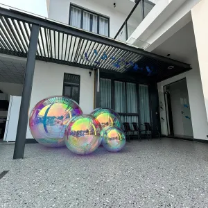 Inflatable Mirror Ball 1.2m/47.2in Big Shiny Balls Airtight Giant Mirror Balloon Large PVC Sealed Sphere For Events & Stage Party, Advertising, Shows Decoration(1 Piece,Colorful,Without Air Pump)
