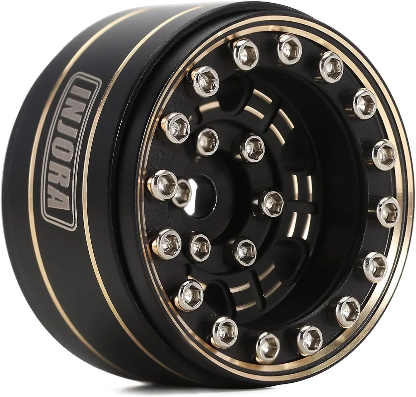 INJORA Brass 1.0 Beadlock Wheel- Negative Offset 3.15mm Wheels for 1/18 TRX4M SCX24 Gladiator Bronco C10 JLU Deadbolt Axial 1/24 Crawler,W1005