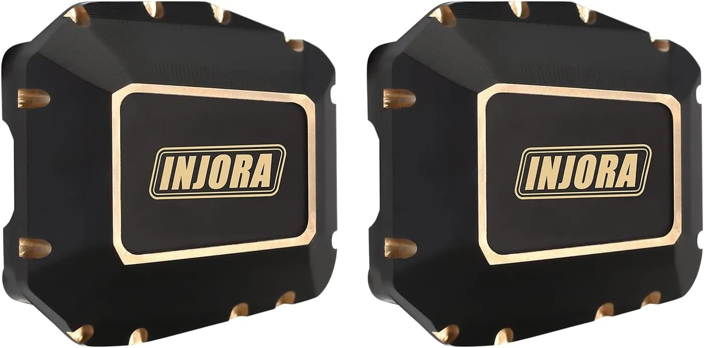 INJORA Front and Rear Axle Diff Cover Black Coating Brass Differential Axle Cover for Axial SCX10 PRO SCX10 III Upgrade 1/10 RC Crawler, 38g