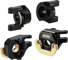 INJORA Front Axle Steering Knuckle and Carrier C Hub Steering Knuckle Black Coating Brass Counterweight for 1/10 RC Crawler SCX10 PRO Upgrade