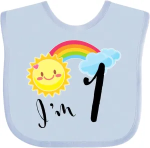 inktastic I'm 1- First Birthday Sun Rainbow Baby Bib