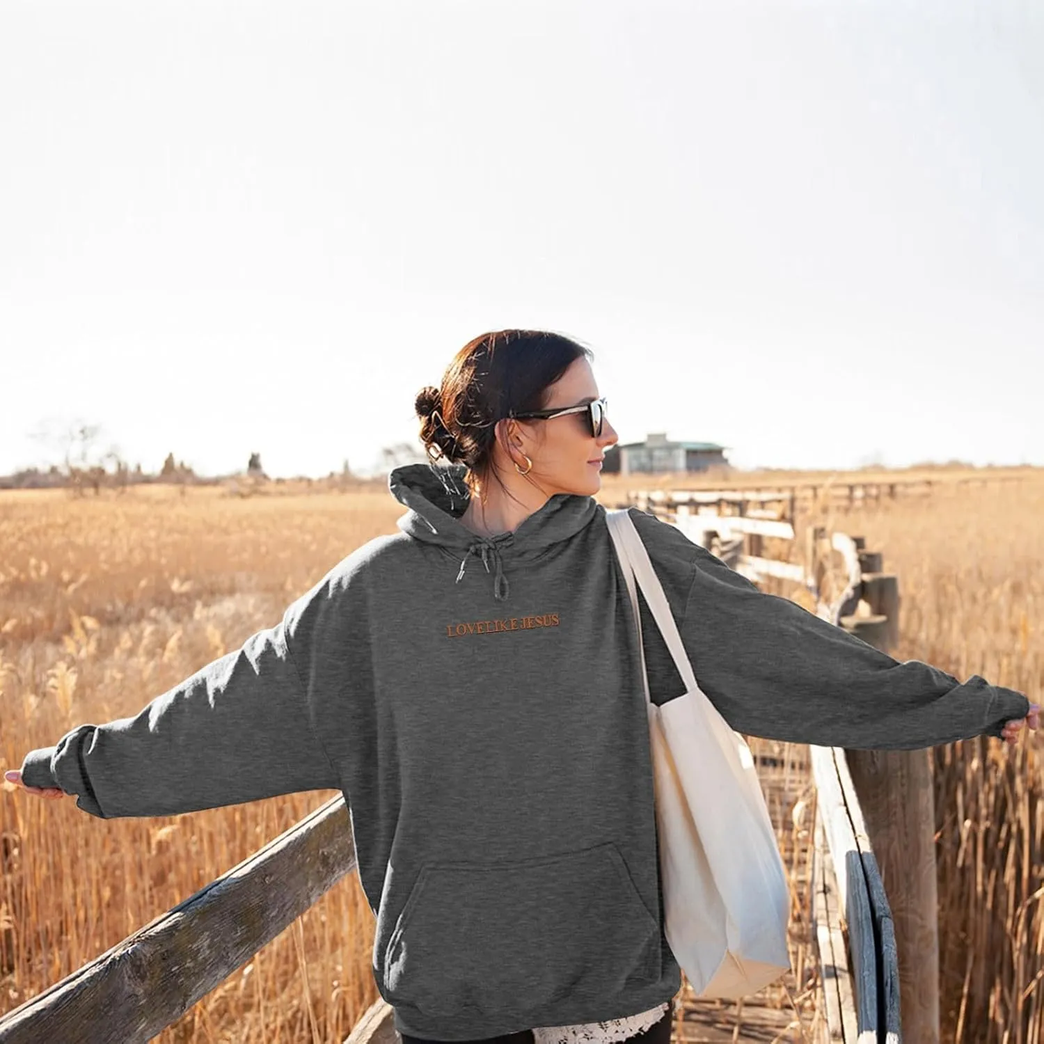 Inspirational for Women Jesus Sweatshirts Comfort Sweatshirt Christian Hoodies Pull Over Love Like Jesus Bible Verse