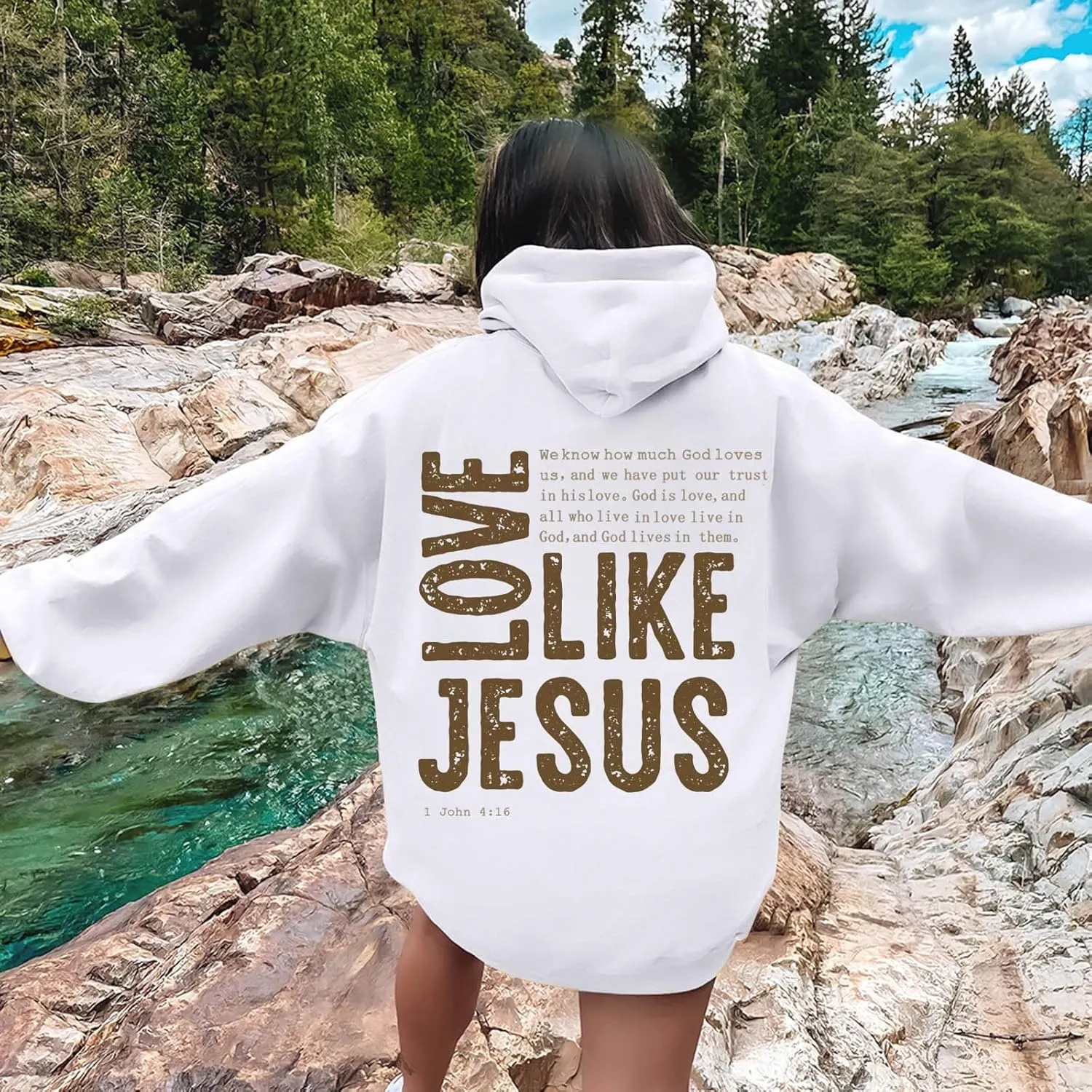 Inspirational for Women Jesus Sweatshirts Comfort Sweatshirt Christian Hoodies Pull Over Love Like Jesus Bible Verse