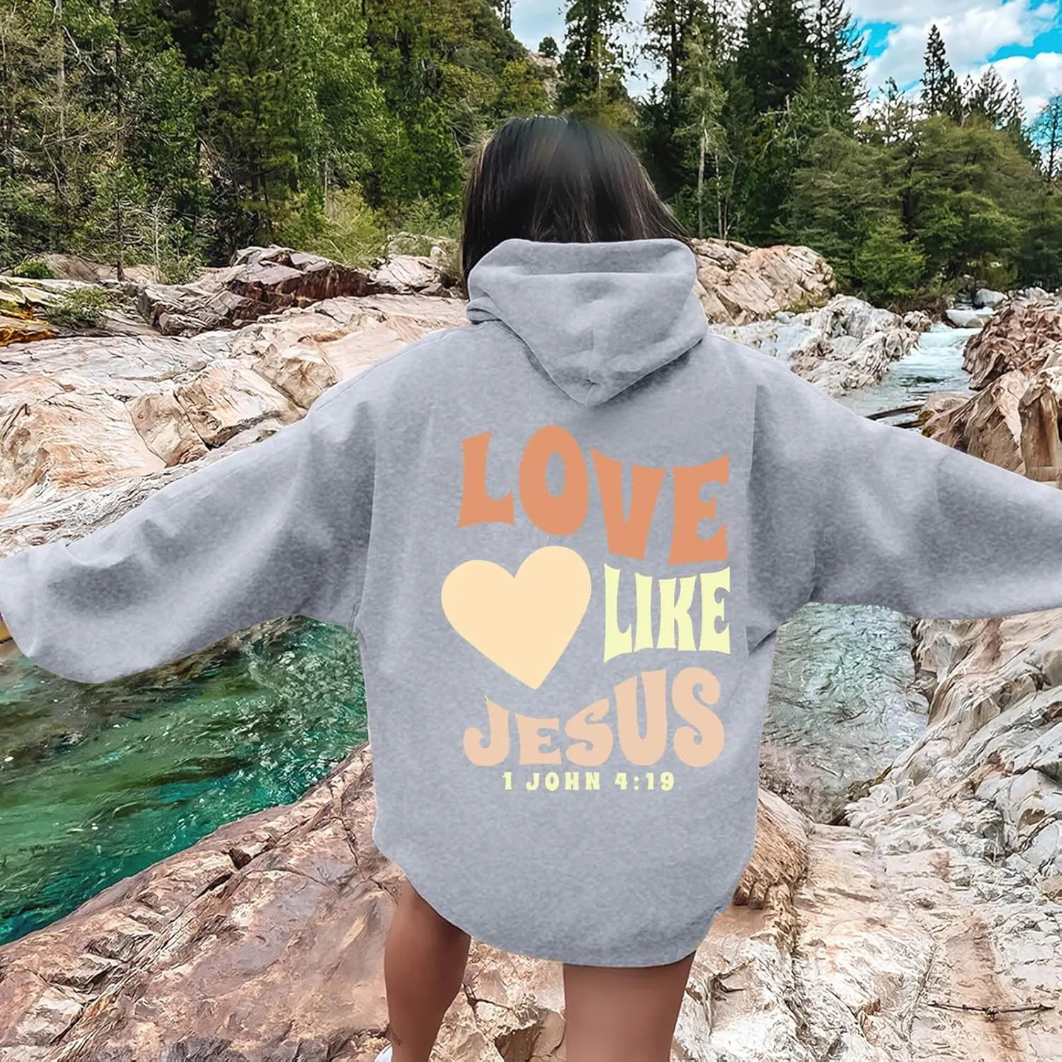 Inspirational for Women Jesus Sweatshirts Comfort Sweatshirt Christian Hoodies Pull Over Love Like Jesus Bible Verse