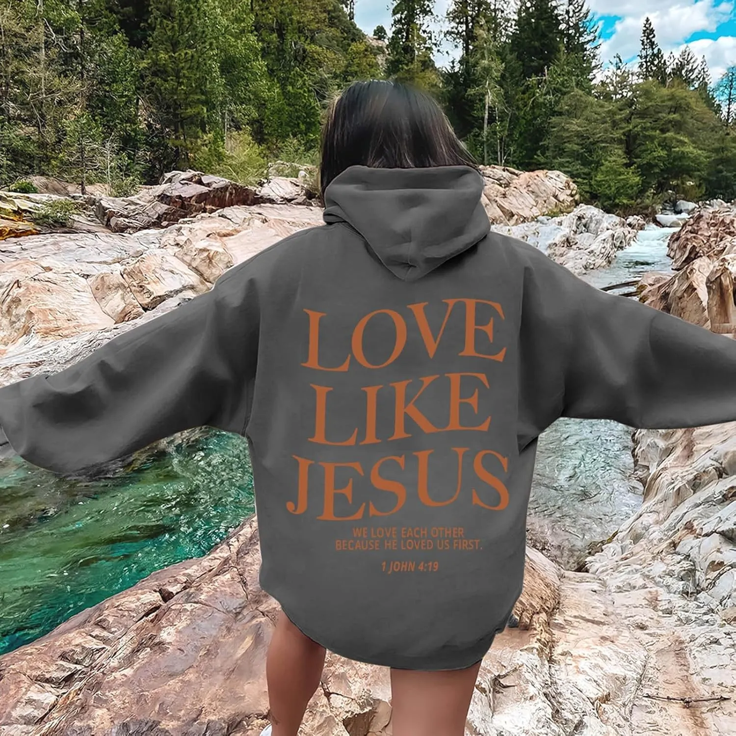 Inspirational for Women Jesus Sweatshirts Comfort Sweatshirt Christian Hoodies Pull Over Love Like Jesus Bible Verse