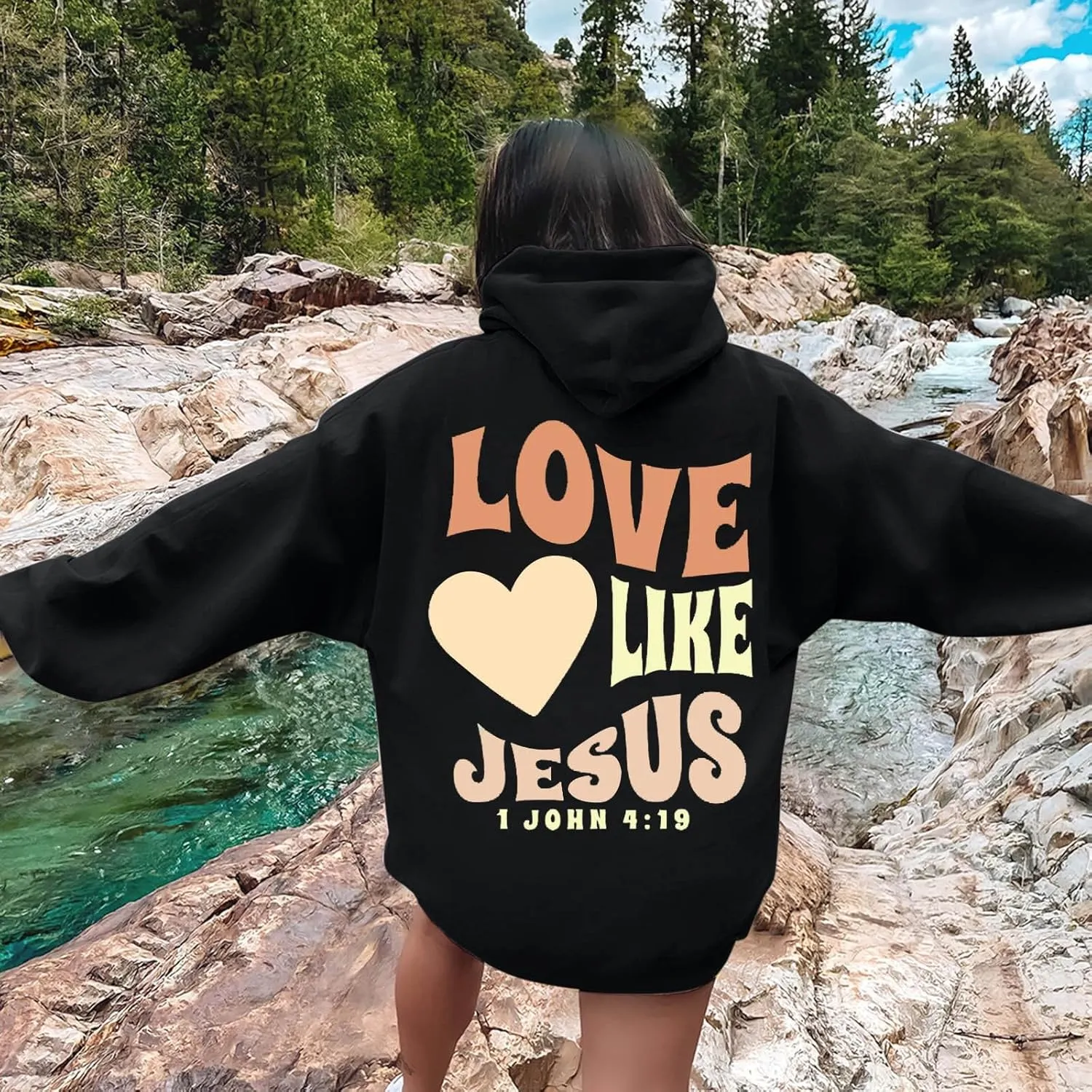 Inspirational for Women Jesus Sweatshirts Comfort Sweatshirt Christian Hoodies Pull Over Love Like Jesus Bible Verse
