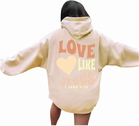Inspirational for Women Jesus Sweatshirts Comfort Sweatshirt Christian Hoodies Pull Over Love Like Jesus Bible Verse