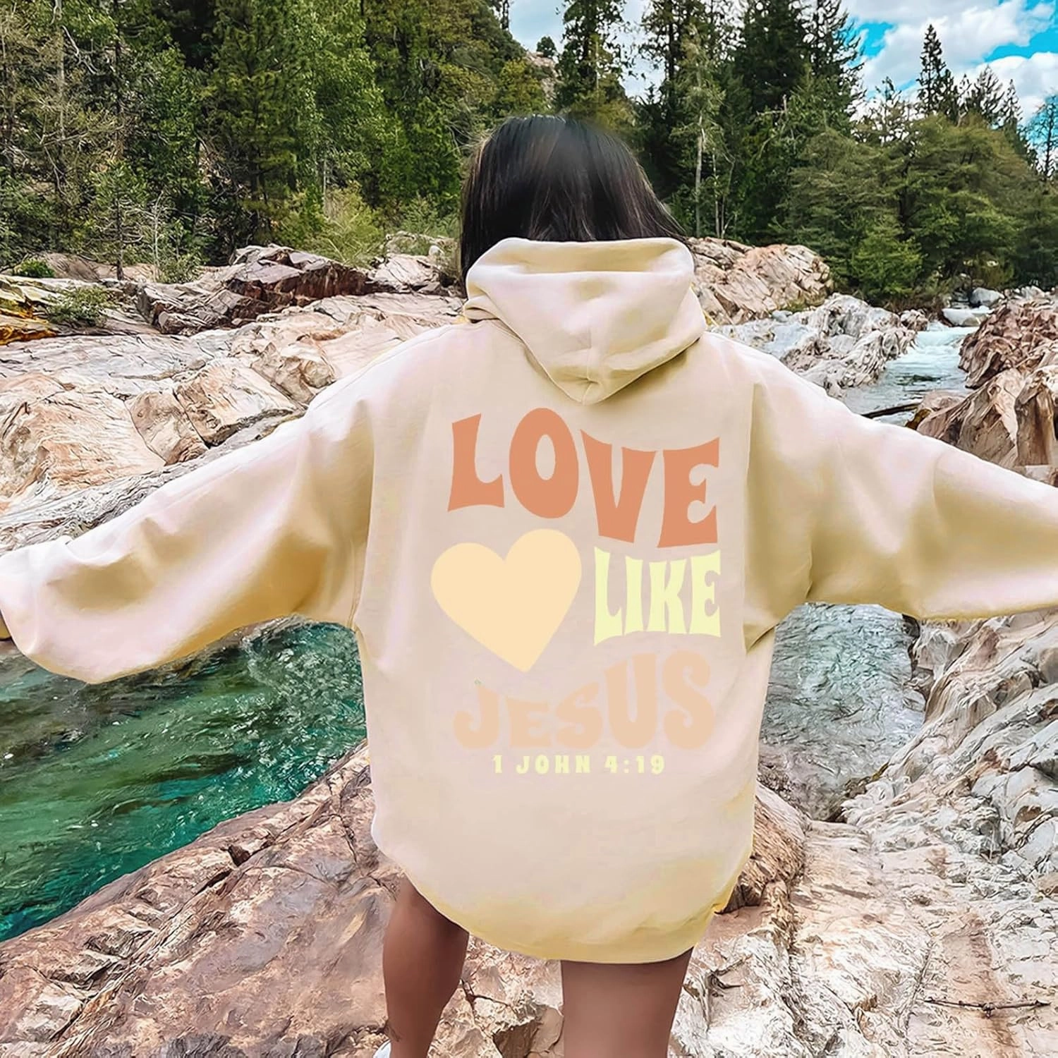 Inspirational for Women Jesus Sweatshirts Comfort Sweatshirt Christian Hoodies Pull Over Love Like Jesus Bible Verse