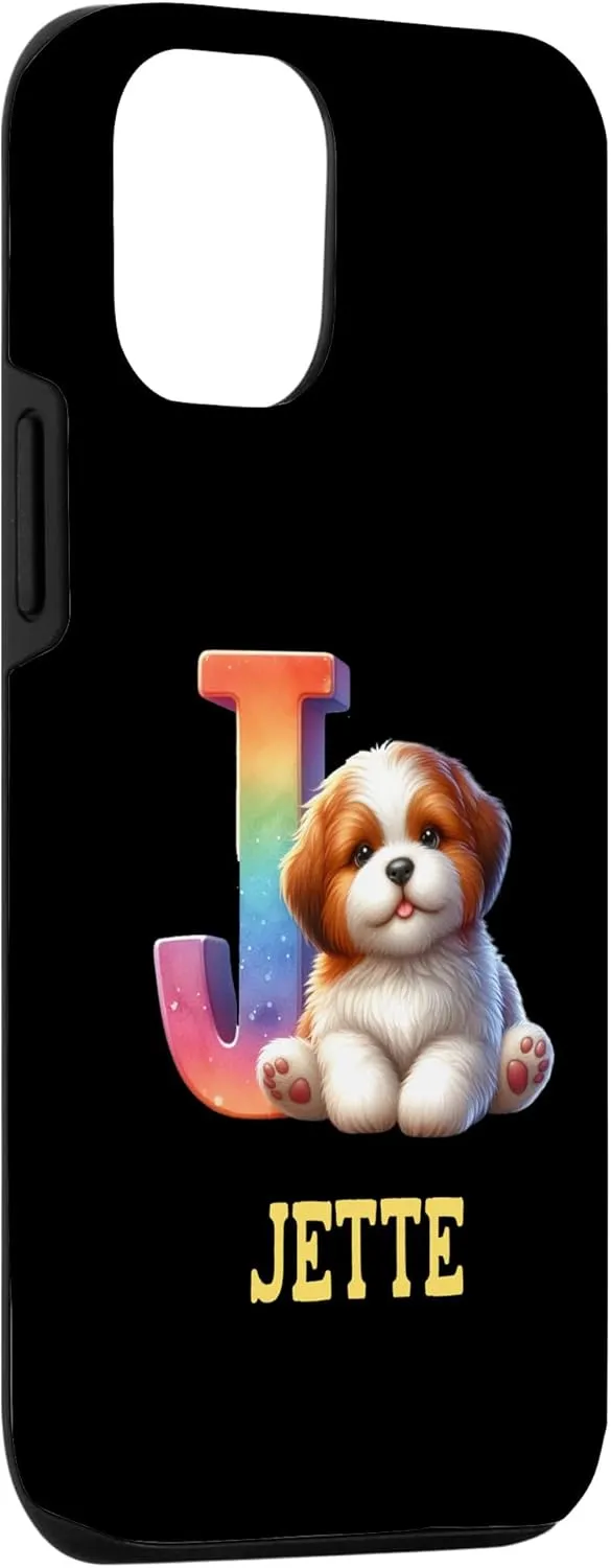 iPhone 12/12 Pro Cute Dogs Letter Jette Name Rainbow Dog Case