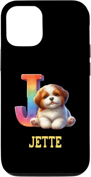 iPhone 12/12 Pro Cute Dogs Letter Jette Name Rainbow Dog Case