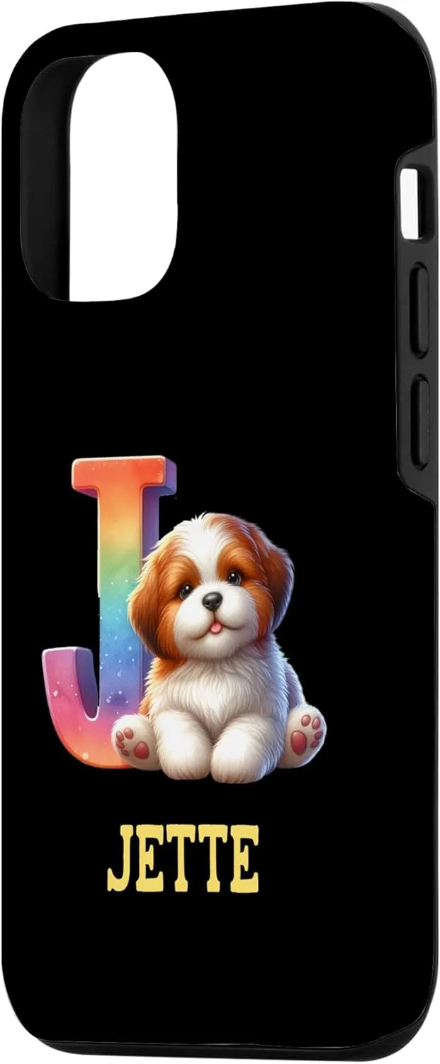 iPhone 12/12 Pro Cute Dogs Letter Jette Name Rainbow Dog Case