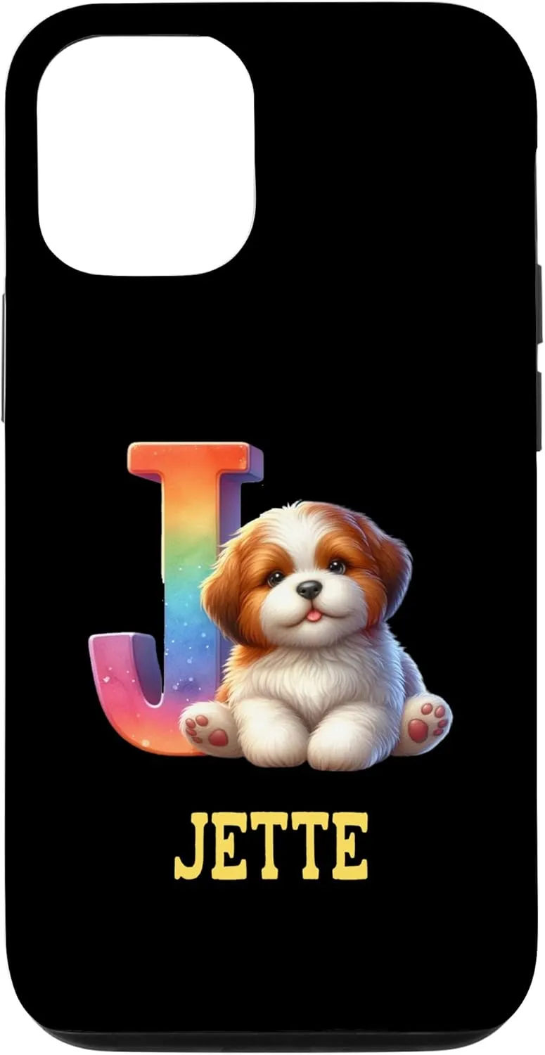 iPhone 12/12 Pro Cute Dogs Letter Jette Name Rainbow Dog Case