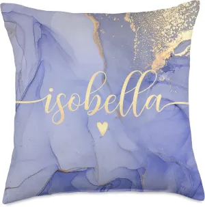 Isobella Letter I Initial Cute Purple Personalized Throw Pillow