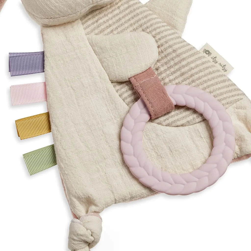 Itzy Ritzy - Bitzy Crinkle Sensory Toy Bunny with Crinkle Sound for Babies & Toddlers - Features Sof & Teething Activity Toy - Bitzy Busy Ring Features Braided Teething Ring and Dangling Toys