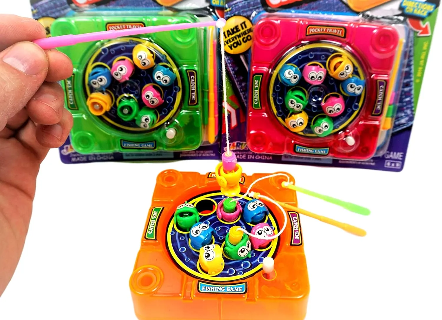 JA-RU Pocket Travel Toy Set (5 Toys) Kids Mini Handheld Games. Pinball Machine, Finger Basketball, Fishing Game, Magnetic Beard, & Small Tic Tac Toe. Party Favors. 3255-3258-3257-3205-3256p