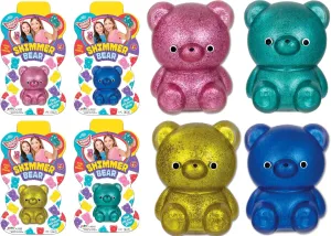 JA-RU Squishy Glitter Bear (4 Bears Assorted) Small Cute Animal Squishy Fidget Toys for Kids. Gummy Bear Stress Relief Toys. Birthday Goodie Bags Halloween Party Favors Kindergarten Prizes. 4340-4s