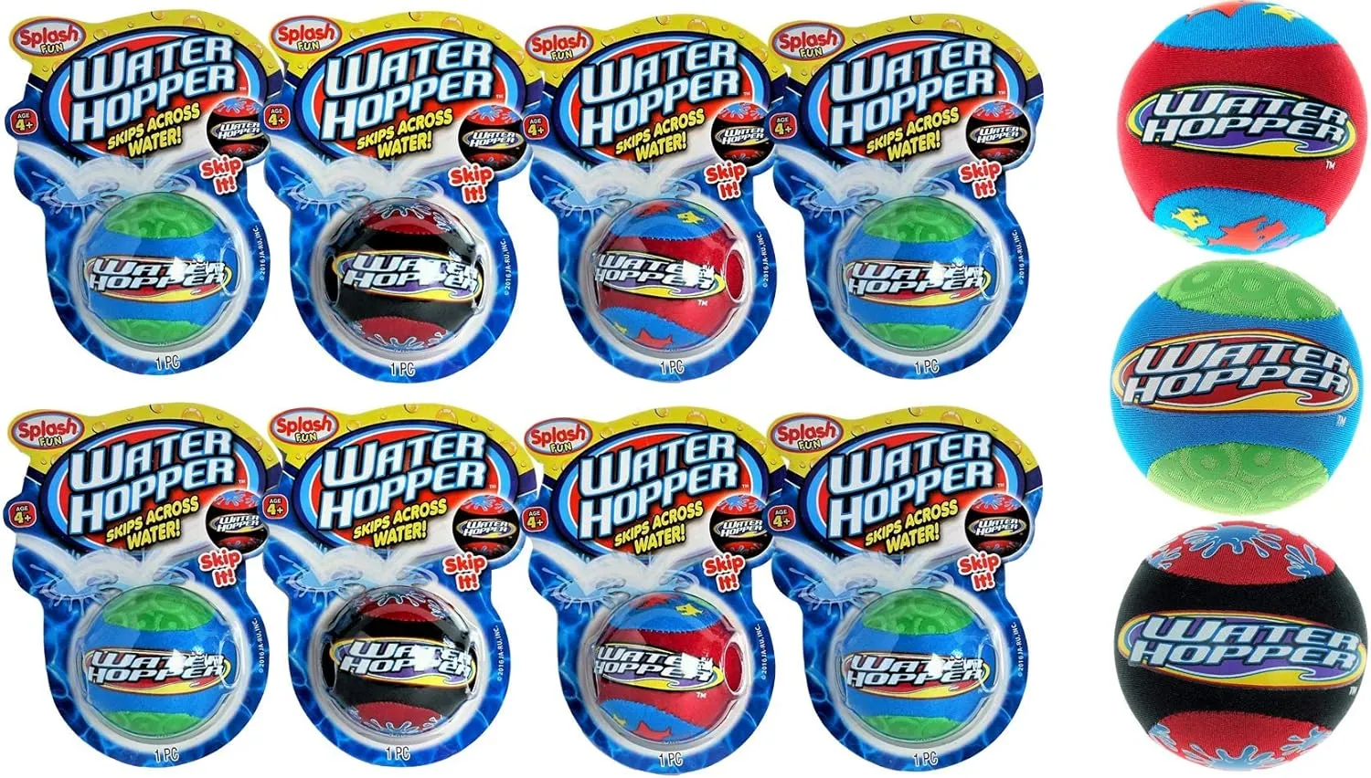 JA-RU Water Skip Ball (8 Pack) Bouncy Water Hopper Ball. Swimming Pool, Lake & Beach Toys. Fun Summer Outdoor Toys. Stocking Stuffers for Kids. 880-8B