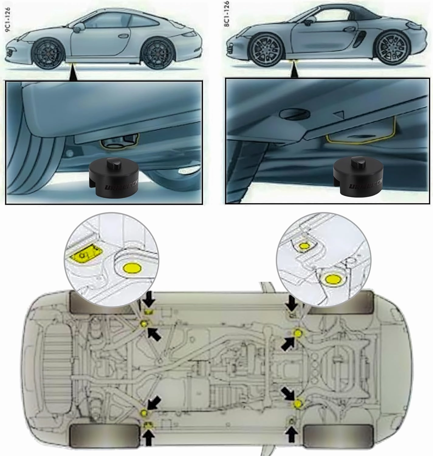 Jack Pad for Porsche 911 964 991 993 996 Turbo 997 Cayman Boxster Rubber Jack Stand Pucks Adapter Lifting Car 2 Pack