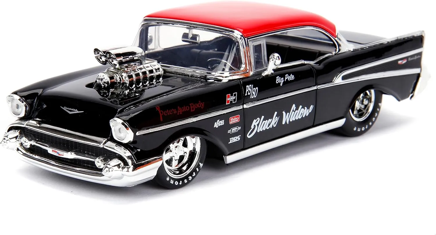 Jada Toys Big Time Muscle 1:24 1957 Chevy Bel Air Die-Cast Car (Black/Red)
