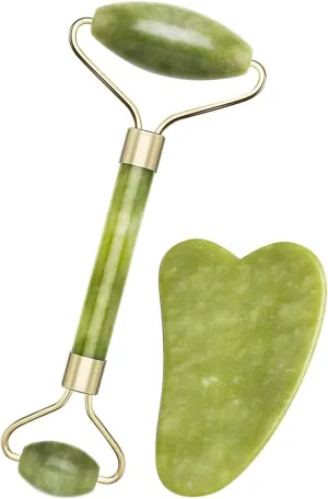 Jade Roller, Face Roller Kits Face Massager Jade Roller Ficial with Gua Sha Scraper Eye Neck Massager Anti Aging Skin Care Tool Reduce Wrinkles