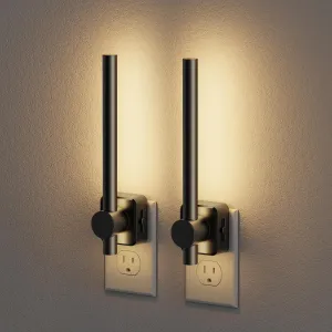 JandCase Night Lights Plug into Wall,0-200LM Dimmable LED Nightlights, 2 Pack Soft White 3000K Vanity Night Light With Auto Light Sensor for Bathroom Dressing Room