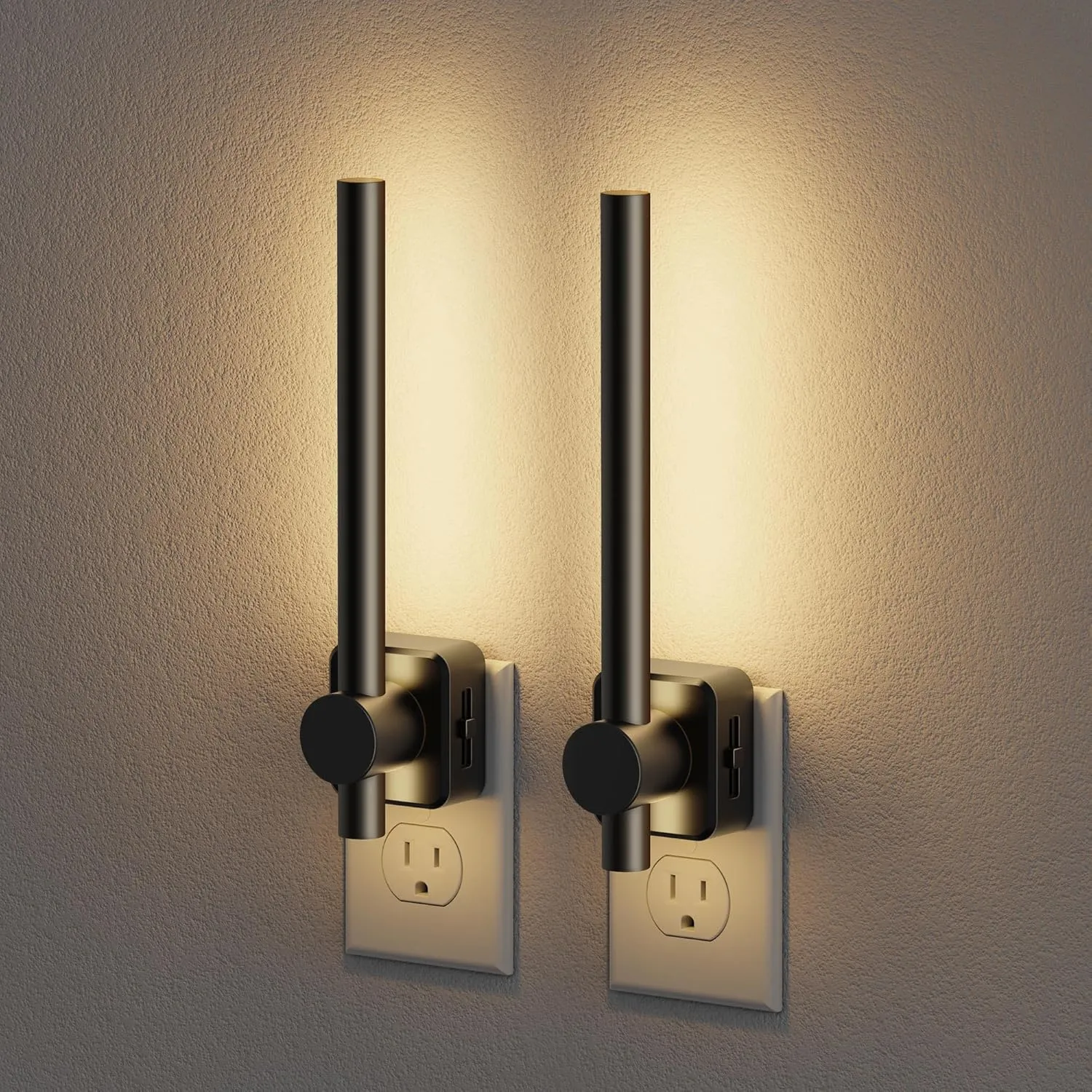 JandCase Night Lights Plug into Wall,0-200LM Dimmable LED Nightlights, 2 Pack Soft White 3000K Vanity Night Light With Auto Light Sensor for Bathroom Dressing Room
