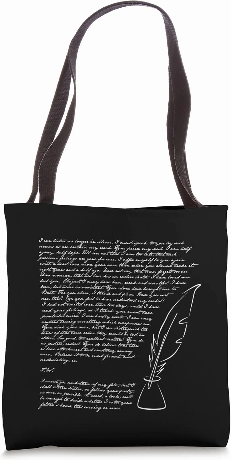Jane Austen Persuasion Captain Wentworth Letter Literary Tote Bag