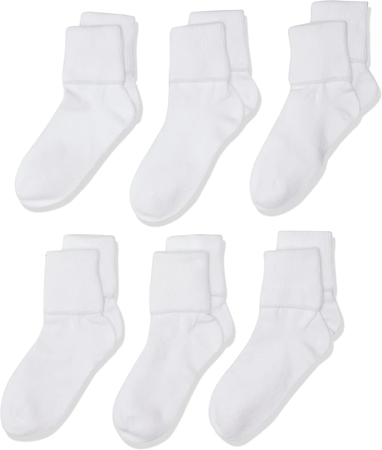 Jefferies Socks Girls 2-6x School Uniform Organic Cotton Seamless Turn Cuff 6 Pack