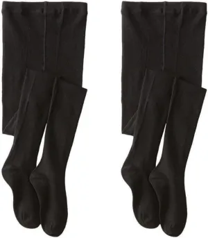Jefferies Socks Girls Seamless Organic Cotton Dress Tights 2 Pack