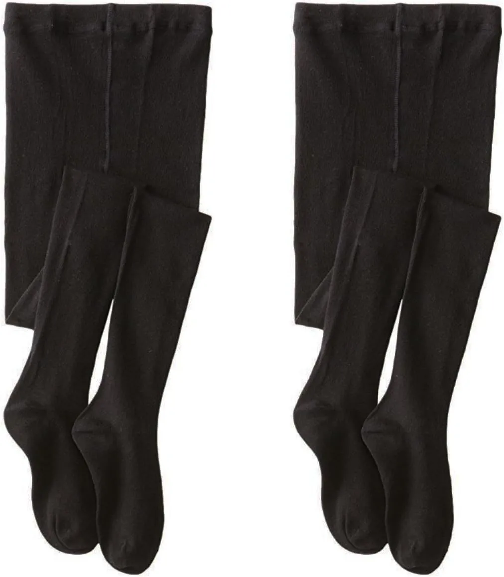 Jefferies Socks Girls Seamless Organic Cotton Dress Tights 2 Pack