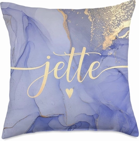 Jette Letter J Initial Cute Purple Personalized Throw Pillow