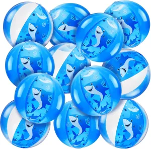 Jexine 24 Pcs 11 Inch Shark Inflatable Beach Balls for Kids Beach Balls for Summer Pool Games Kids Birthday Pool Party Supplies