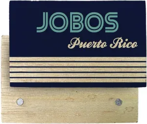 Jobos Puerto Rico Souvenir Wooden 2" x 3" Fridge Magnet Retro Design 4 Pack