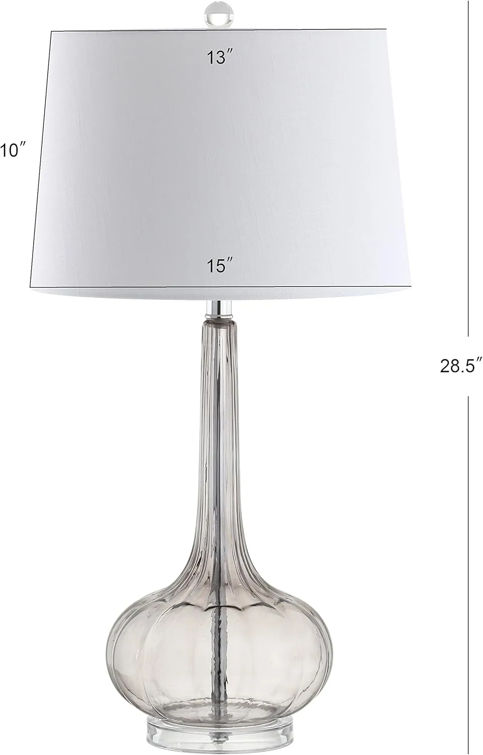 JONATHAN Y JYL1079D-SET2 Bette 28.5" Glass Teardrop LED Table Lamp Contemporary Transitional Bedside Desk Nightstand Lamp for Bedroom Living Room Office College Bookcase, Smoke Gray (Set of 2)
