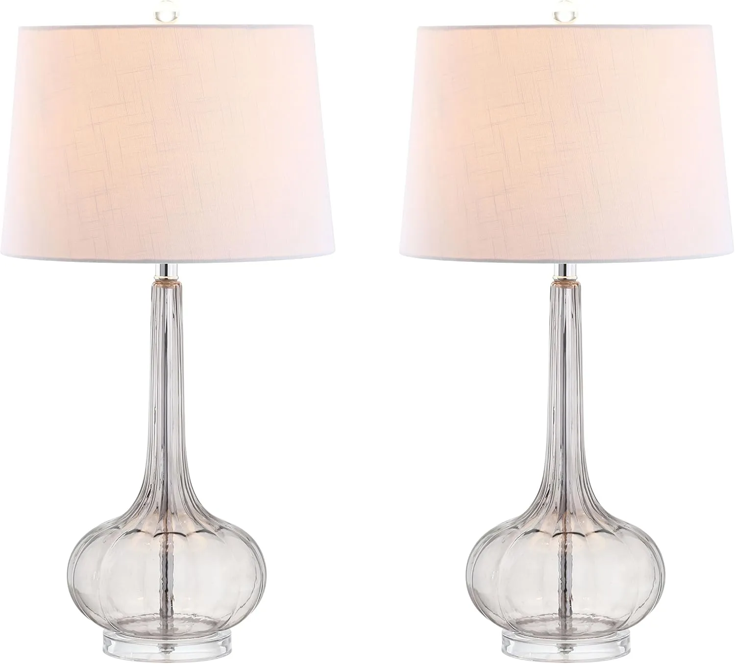 JONATHAN Y JYL1079D-SET2 Bette 28.5" Glass Teardrop LED Table Lamp Contemporary Transitional Bedside Desk Nightstand Lamp for Bedroom Living Room Office College Bookcase, Smoke Gray (Set of 2)