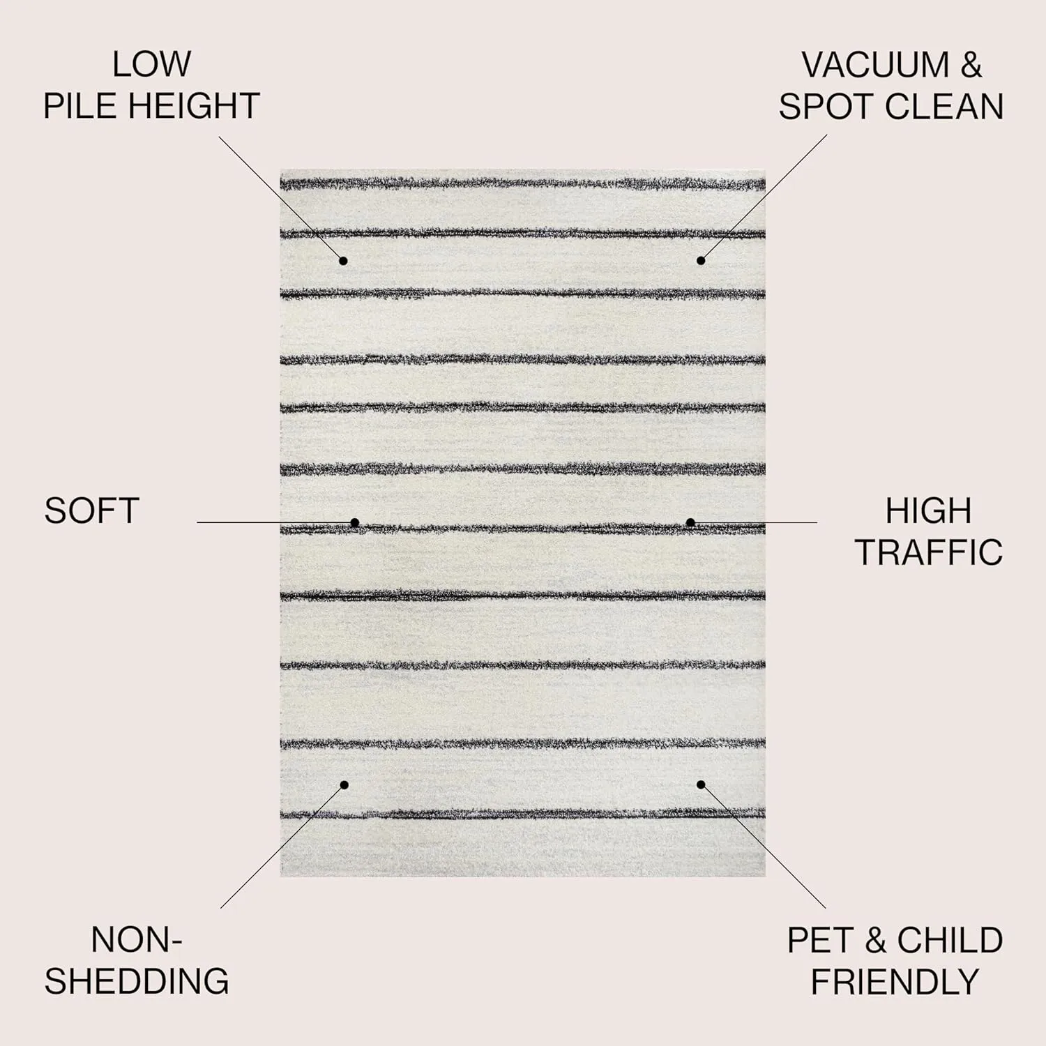 JONATHAN Y MOH201D-5 Williamsburg Minimalist Stripe Area Rug, Contemporary, Modern, Bohemian, Scandinavian, Rustic for Living Room, Dining Room, Bedroom, Kitchen, Cream/Black, 5 X 8