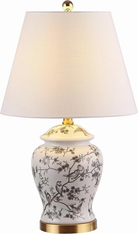 JONATHAN Y JYL3005C Penelope 22" Chinoiserie Classic LED Table Lamp Cottage Traditional Bedside Desk Nightstand for Bedroom Living Room Office College Bookcase LED Bulb Included, Gray/White