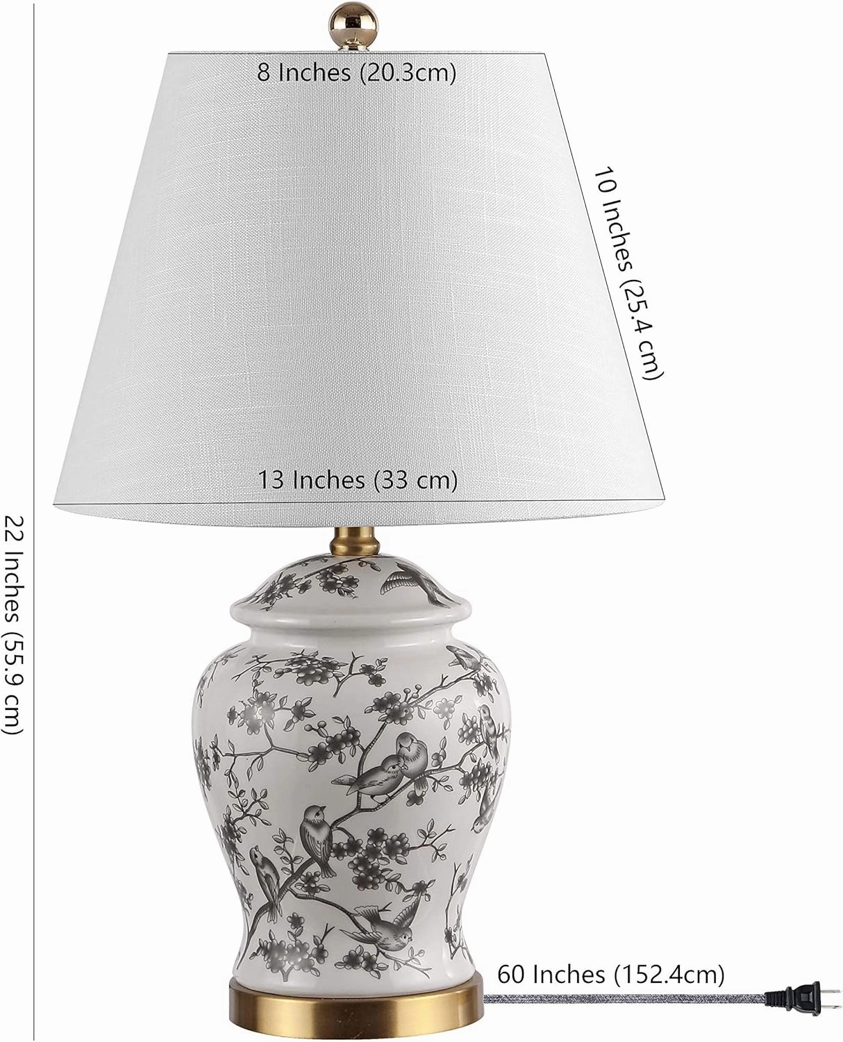 JONATHAN Y JYL3005C Penelope 22" Chinoiserie Classic LED Table Lamp Cottage Traditional Bedside Desk Nightstand for Bedroom Living Room Office College Bookcase LED Bulb Included, Gray/White