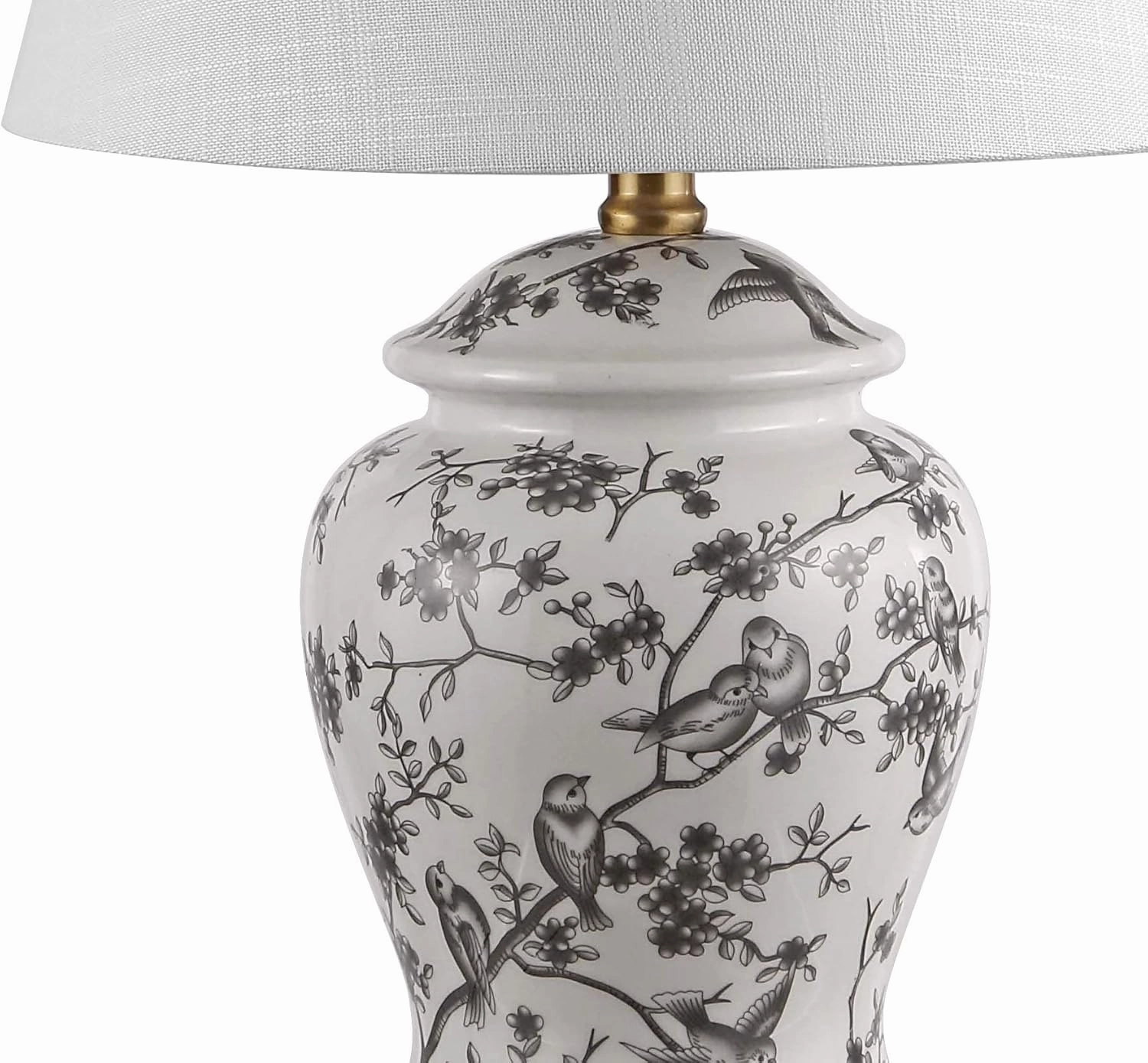 JONATHAN Y JYL3005C Penelope 22" Chinoiserie Classic LED Table Lamp Cottage Traditional Bedside Desk Nightstand for Bedroom Living Room Office College Bookcase LED Bulb Included, Gray/White