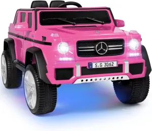 JOYLDIAS Licensed Mercedes-Benz G650S Ride On Car for Kids, 12V7AH Kids Ride On Truck with 2.4Ghz Remote Control, 3 Speeds, Bluetooth,Music,LED Lights, Spring Suspension, Pink