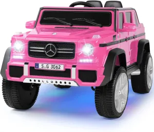 JOYLDIAS Ride On Cars, Licensed Mercedes-Benz Maybach G650S, 12V7AH Battery Powered Toy Electric Car for Kids with 2.4GHz Remote Control, 2 Motors, 3 Speeds, Lock, Music, Horn, LED Lights, Pink