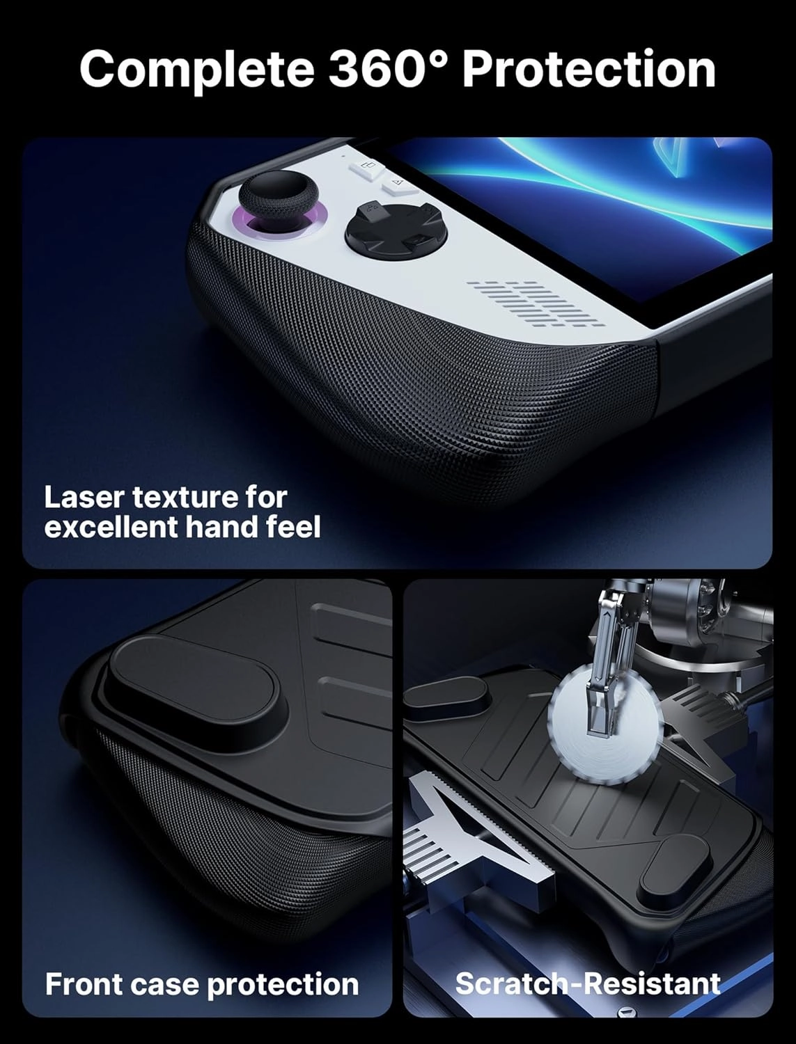 JSAUX ModCase for ROG Ally, PC0109 Protective Case with 20000mAh Power Bank, Detachable Front Cover, Kickstand, and 2 Hook-and-Loop Straps (Long & Short) - Power Bank Set Black