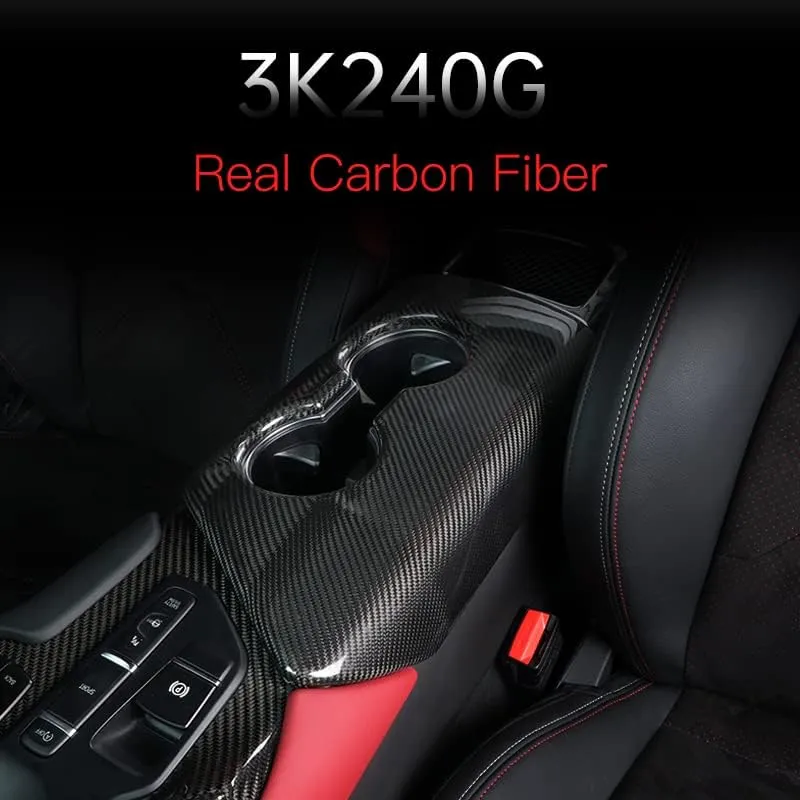 JSWAN Real Carbon Fiber Central Control Armrest Box Cover Stickers for Toyota GR Supra A90 Central Control Armrest Box Storage Cover Car Interior Accessories (Style-1 for Left Drive)