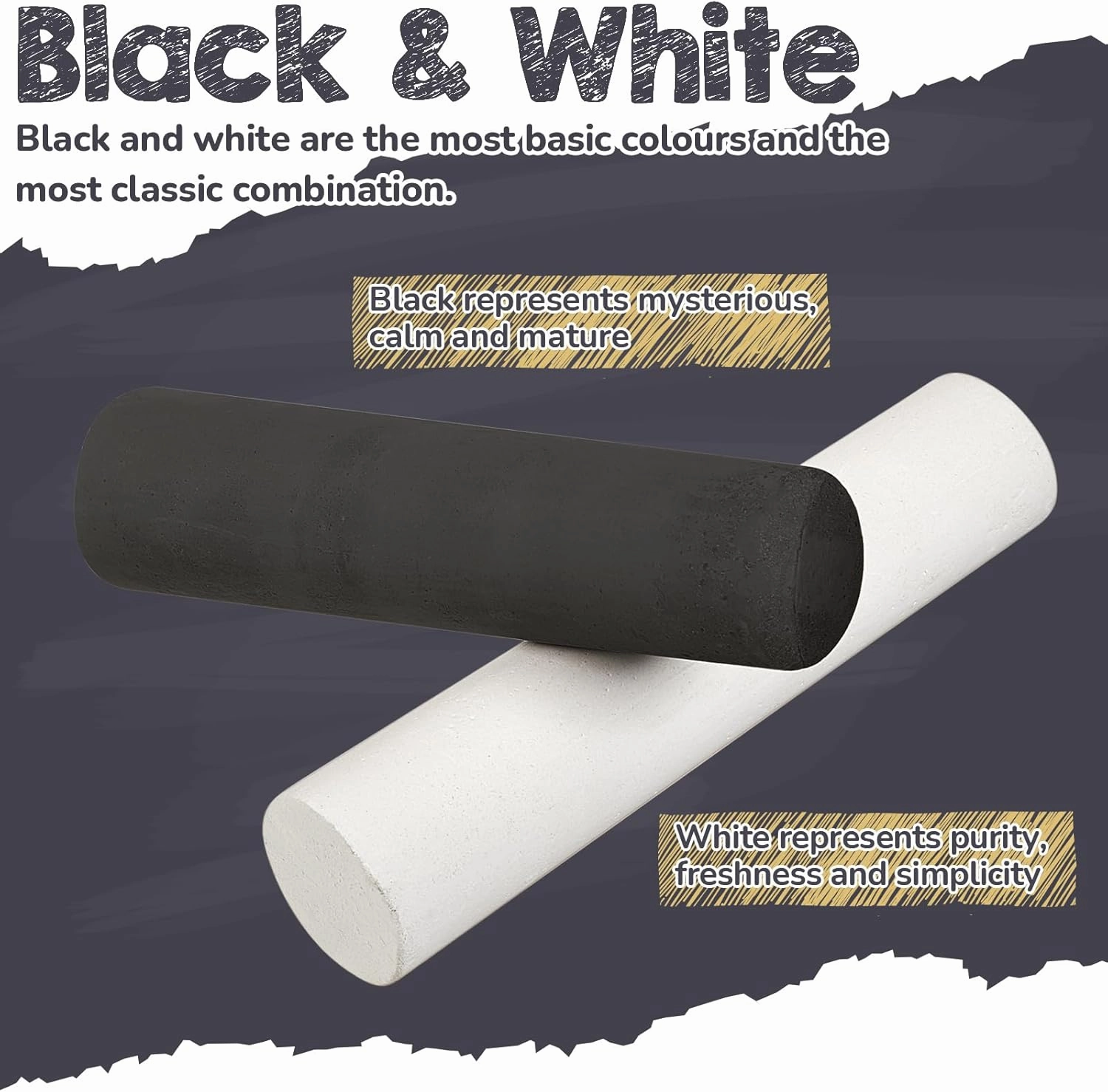Jumbo Sidewalk Chalk Black White Washable Non Toxic Easter Chalk for Kids Art Play Painting on Chalkboard Playground Blackboard Classroom Outdoor Fun Creativity(60 Pcs)