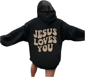 Juses Loves You Sweatshirt Faith Can Move Mountains Christian Sweatshirt for Women with Hood Jesus Is King Christ