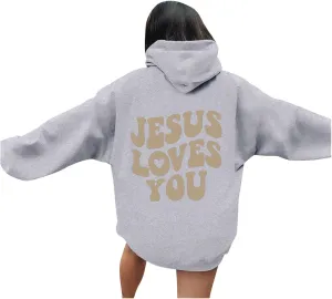 Juses Loves You Sweatshirt Faith Can Move Mountains Christian Sweatshirt for Women with Hood Jesus Is King Christ
