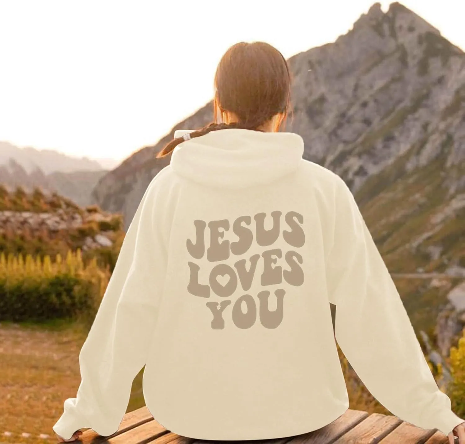 Juses Loves You Sweatshirt Faith Can Move Mountains Christian Sweatshirt for Women with Hood Jesus Is King Christ